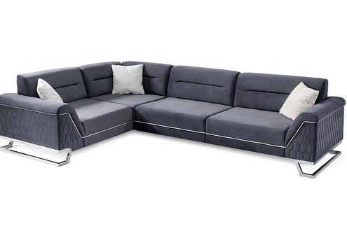 Stilvolle Graue L-Form Couch Wohnzimmer Designer Stoffsofa Eckcouch Sofort