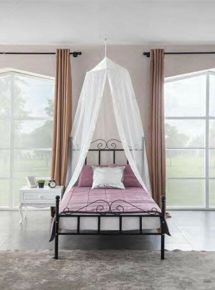 Himmelbett Metall Bett Schlafzimmer Set Nachttisch Weiß Möbel Schlafzimmer 2tlg