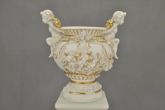 Design Blumen Topf Dekoration XXL Vase Vasen Handarbeit Deko Kelch