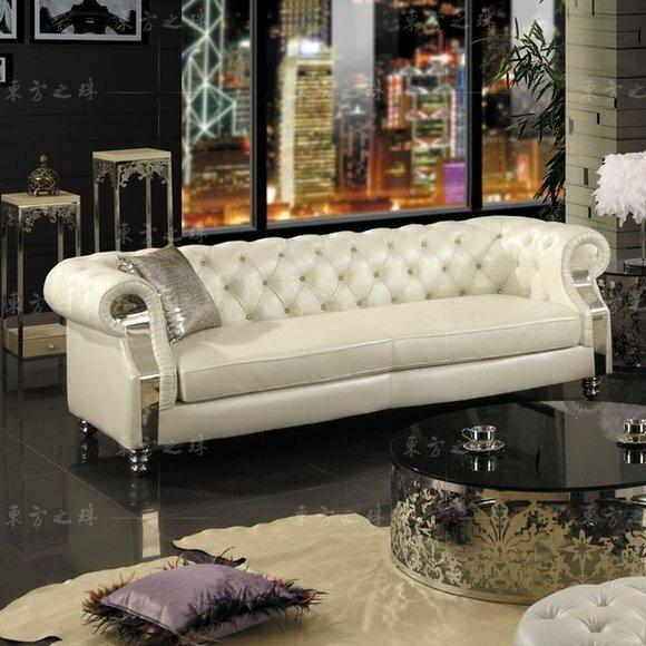 Design Chesterfield Sofagarnitur 3 Sitzer Couch Leder Polster Modern Luxus