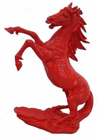 Moderne Dekoration Figur Statue Skulptur Abstrakt 92 cm Rotes Pferd