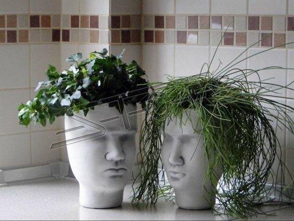 Design Blumentopf Top Planz Kübel Gefäß Töpfe Figur Gesicht Skulptur