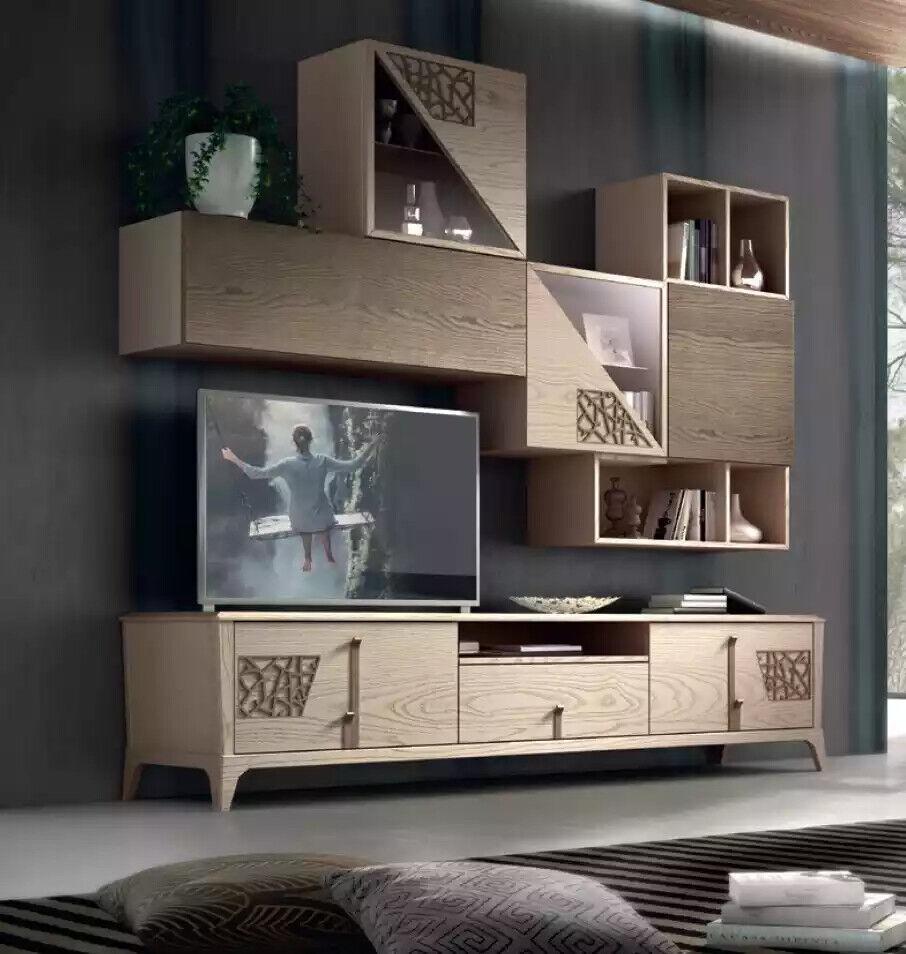 Wohnzimmer Wohnwand rtv Lowboard Holz Braun Möbel Fernseh Neu Modern