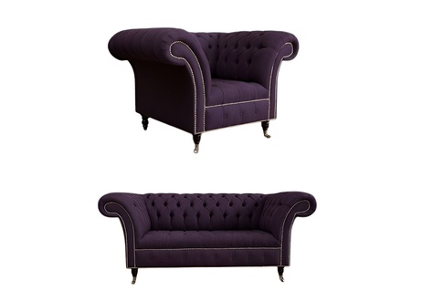 2+1 Sofagarnitur Chesterfield Textil Sofa Couchen Polster Set Garnituren