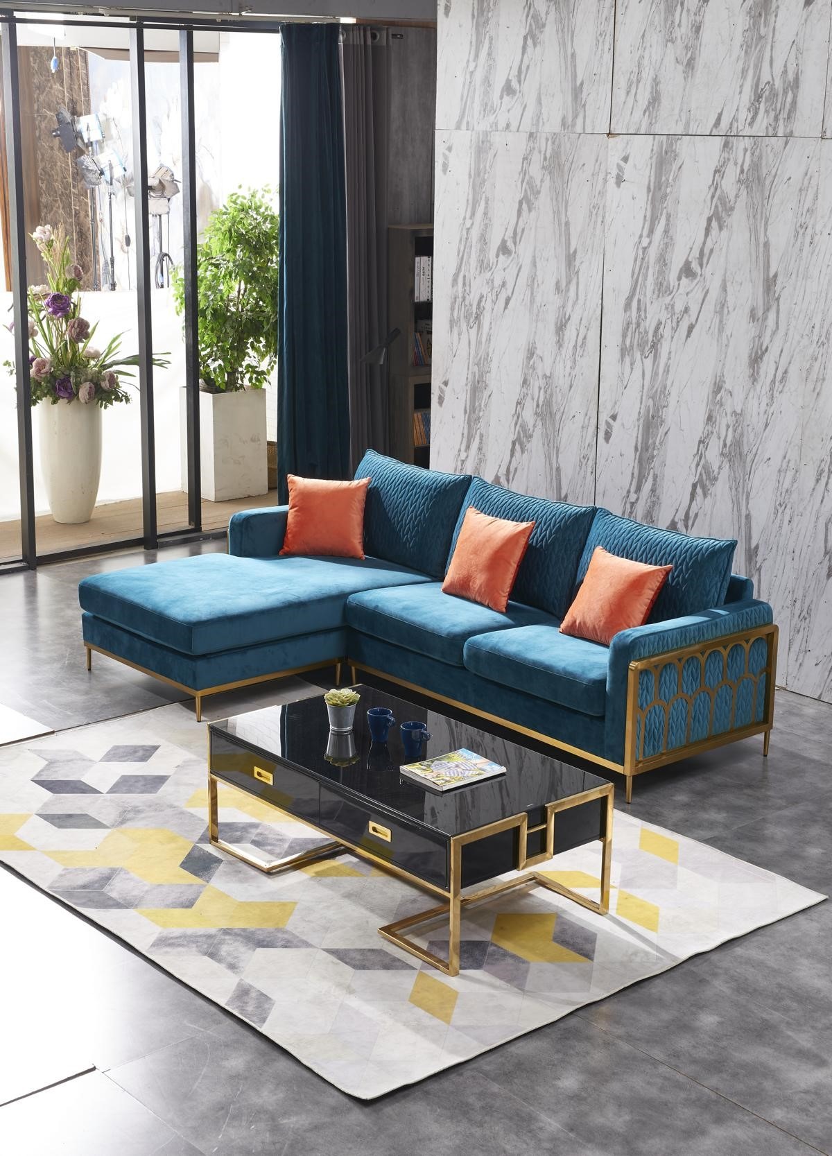 Stoff Modern Couch Wohnlandschaft Textilsofa Sofagarnitur Sofa L-Form Couchtisch !