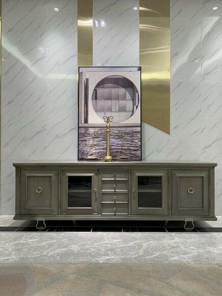 Konsole Schrank Lowboard Möbel Schränke Anrichte Wohnzimmer Sideboard Holz Grau