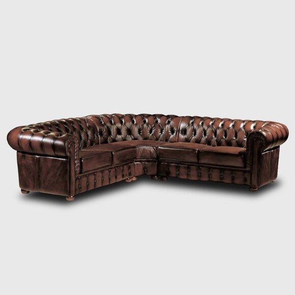 Klassische Ecksofa Ledersofa Polster Eck Sofa Couch Ecke Garnitur Braune