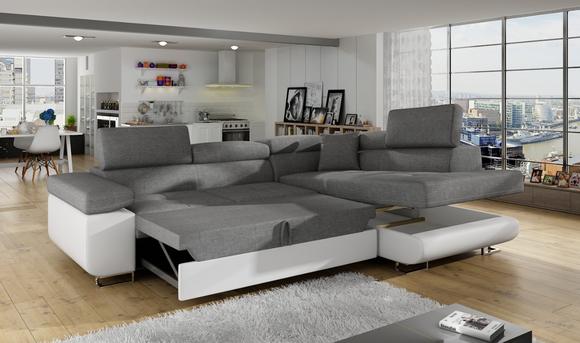 Klassisch Design Ecksofa Sofa Couchen Bettfunktion Couch Polster Textil