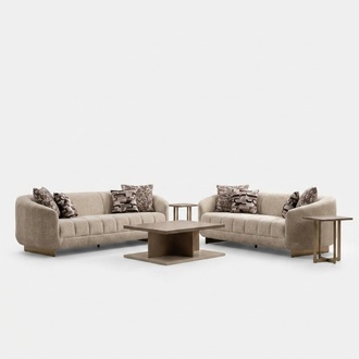 2x 3-Sitzer, Couchtisch & Beistelltische – stilvolles Set fürs Wohnzimmer