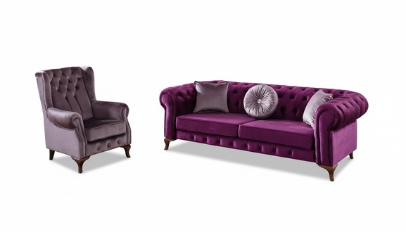 3+1 Sitzer Couch Polster Garnitur Chesterfield Samt Couchen Sofa Textil