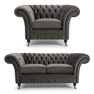 3+2+1 Sofagarnitur Chesterfield Polster Sofa Leder Sofas Couchen Textil
