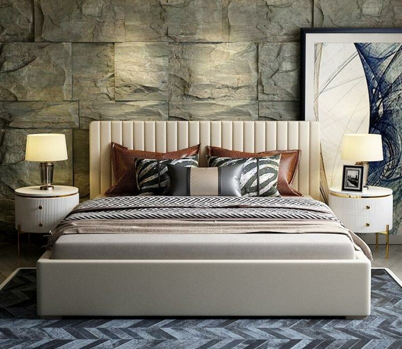 Bett 2x Nachttisch 3 tlg. Schlafzimmer Design Set Modern Luxus Bettgestellt sets