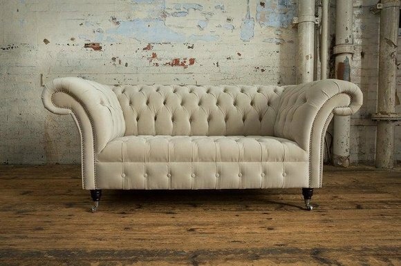 Chesterfield Polster Sofas Design Luxus Stoffsofas Textil Sofa 2 Sitzer Sofa