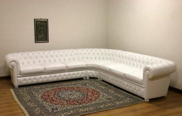 Design Chesterfield Ecksofa Leder 3-E-3 Couch Ledersofa Polster Modern