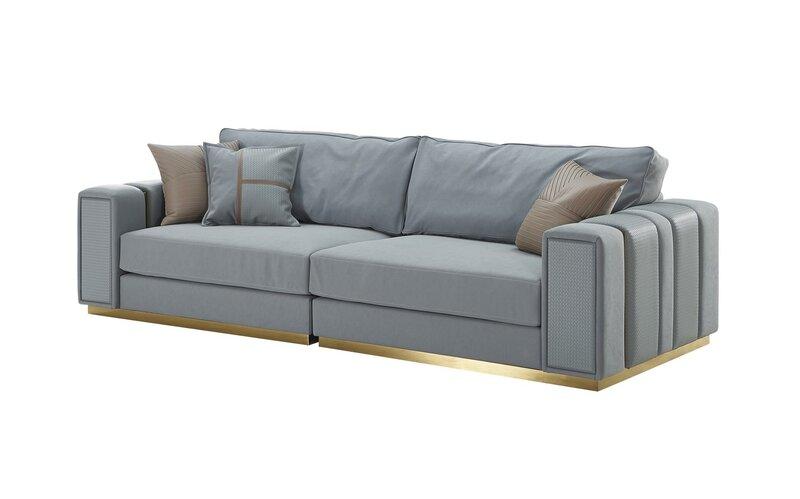 Sofa 3 Sitzer Hellblau Neu Kreative Modern Wohnzimmer Design Couchen Möbel Stoff