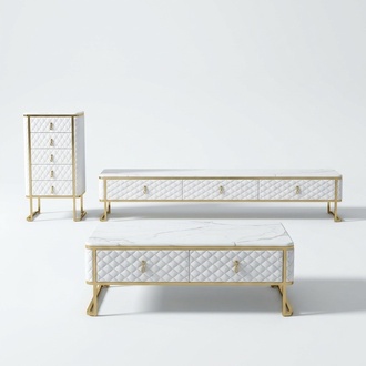 3tlg.Wohnzimmermöbel Set Designer Wohnzimmer Sideboard+Couchtisch+Kommode