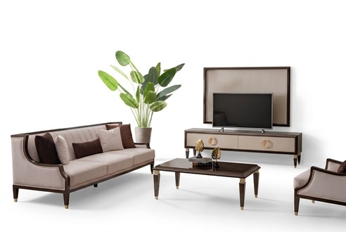 3-Sitzer, Couchtisch & TV-Board – gemütliches Wohnzimmer Set