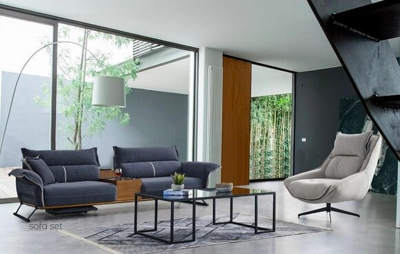 Luxus Garnitur Set Sofagarnitur 4+1 Sitzer Sofa Sofas Sessel Stoff 2tlg. Sets