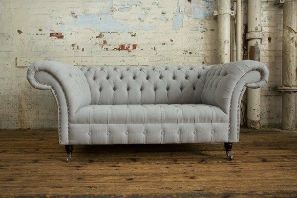 Chesterfield Textil Polster Sofas Design Sofa 2 Sitzer Sofa Luxus Stoffsofas