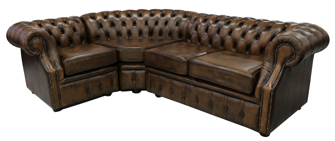 Ecksofa Chesterfield Polster Couchen Sitz Polster Garnituren Antik Braun Sofort