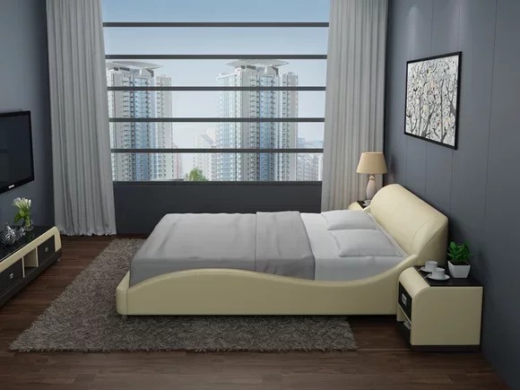 Design Doppel Bett Betten Schlafzimmer mit USB & Regal 200x210cm