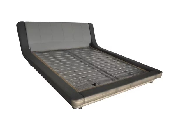 Doppel Luxus Leder Bett + USB Polster Betten Moderne Hotel Multifunktion LB8826