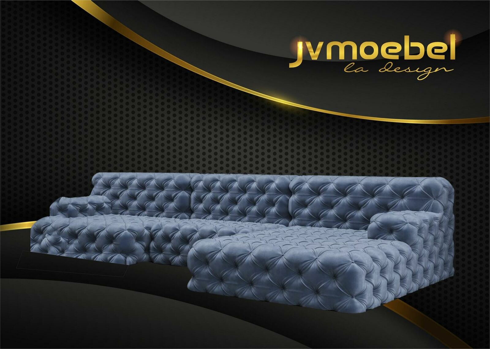 Chesterfield U-Form Ecksofa Couch Design Polster Textil Garnitur Sofa Ecke
