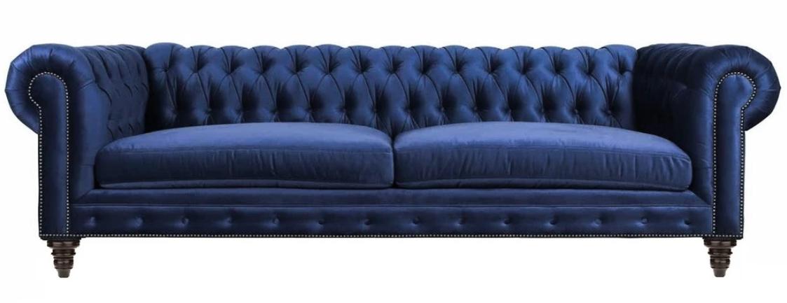 Chesterfield Dreisitzer Blau Neu Wohnzimmer Modern Kreative Möbel Textil Stoff