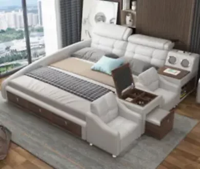 Multifunktions Bett Luxus Design Leder Betten Hotel Doppel Ablage Regal