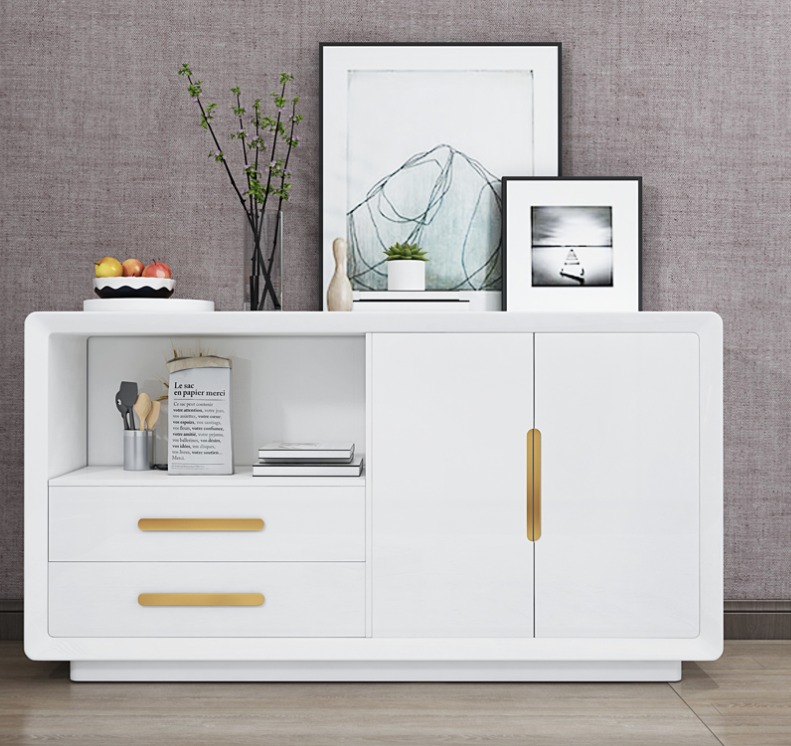 Sideboard 2 Türen mit 2 Schubladen Schrank Sideboard Weiß Anrichte