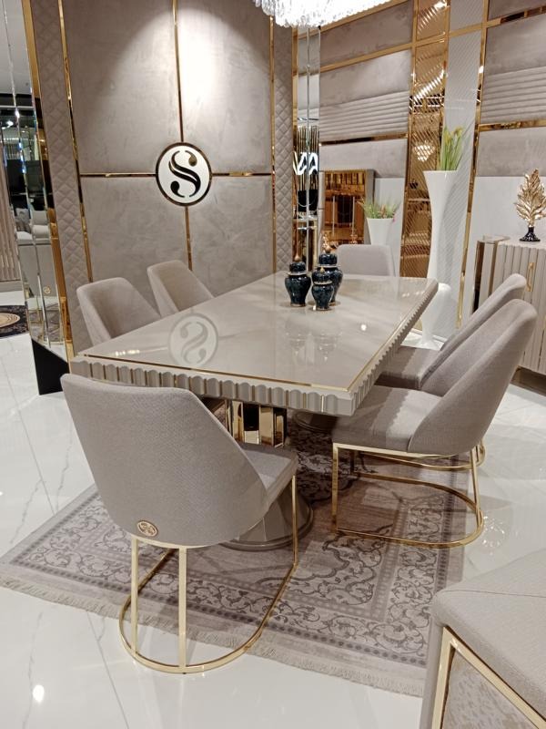 Esszimmer Set Garnitur Tisch 6x Stühle Design Modern Möbel Luxus Esstisch