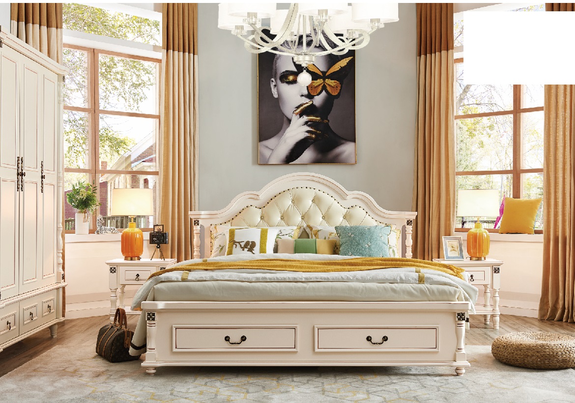 Schlafzimmer Set Bett Nachttisch Kleiderschrank Hotel Betten Holz Design 4tlg.