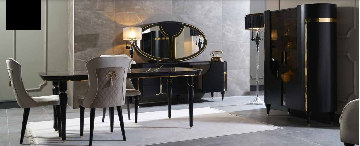 Tisch Set Garnitur Esstisch 4 Stühle Luxus Stil Möbel Gruppe Stuhl Kommode 8tlg