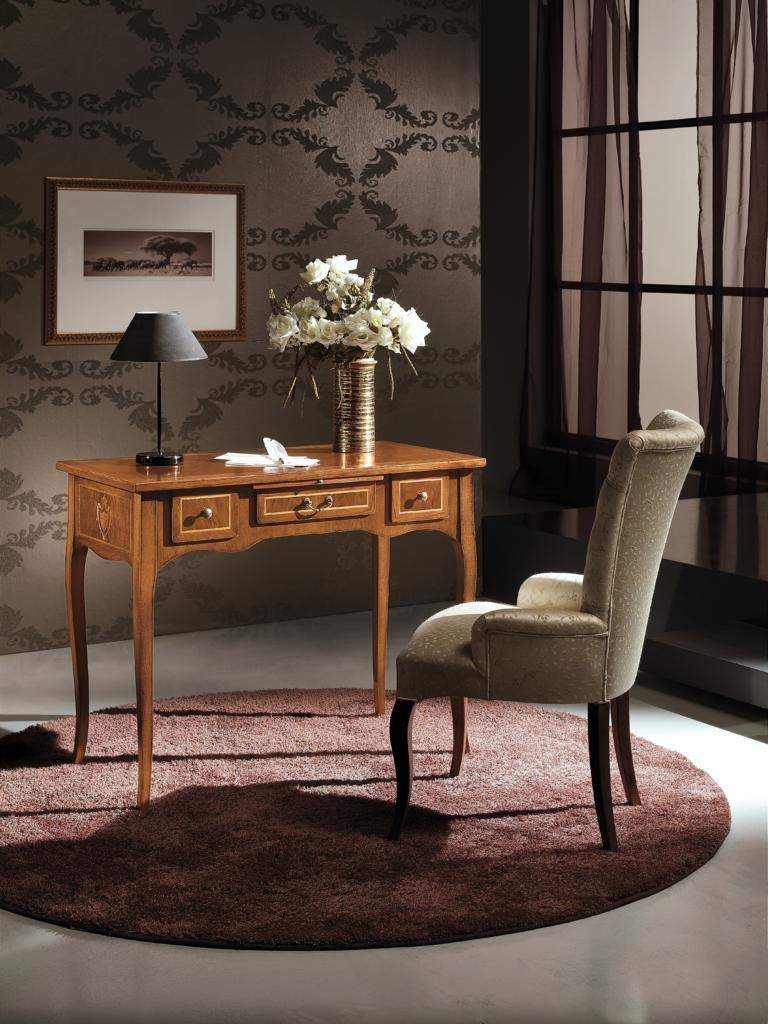 Büro Schreibtisch + Stuhl Komplettes Set Möbel Tische Luxus Italien Tisch 2tlg.
