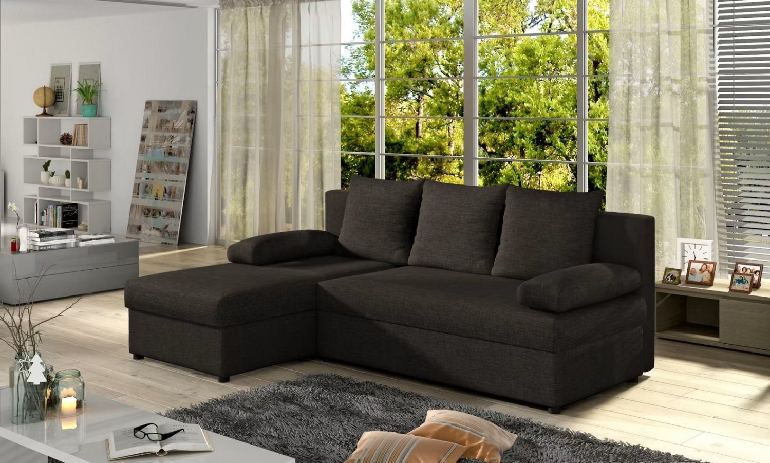 Sofa Schlafsofa Designer Sofa mit Bettfunktion + Bettkasten Ecksofa Couch NEU Sofort