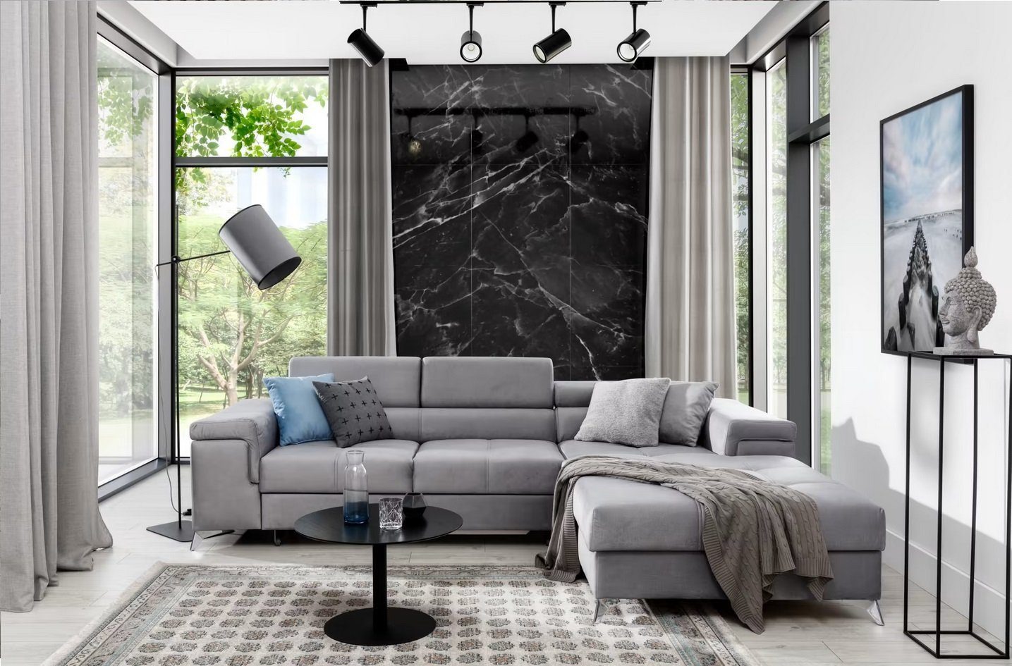 Design Ecksofa Sofa Bettfunktion Couch Polster Sitz Eck Sofas Wohnlandschaft Sofort