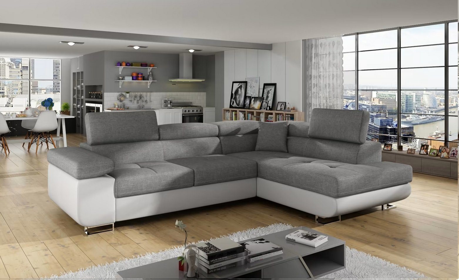 Neu Design Ecksofa Schlafsofa Bettfunktion Couch Textil Polster Sofas Sofort