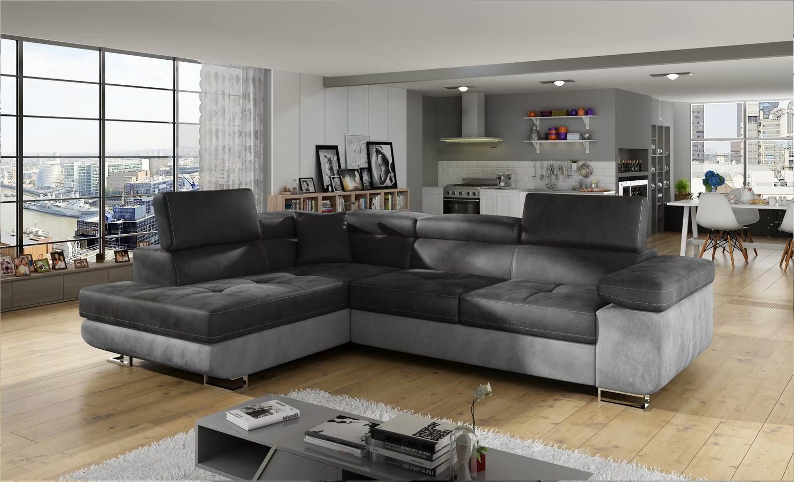 Ecksofa Stoff L-Form Couch Design Polster Textil Eck Modern Neu Sofort