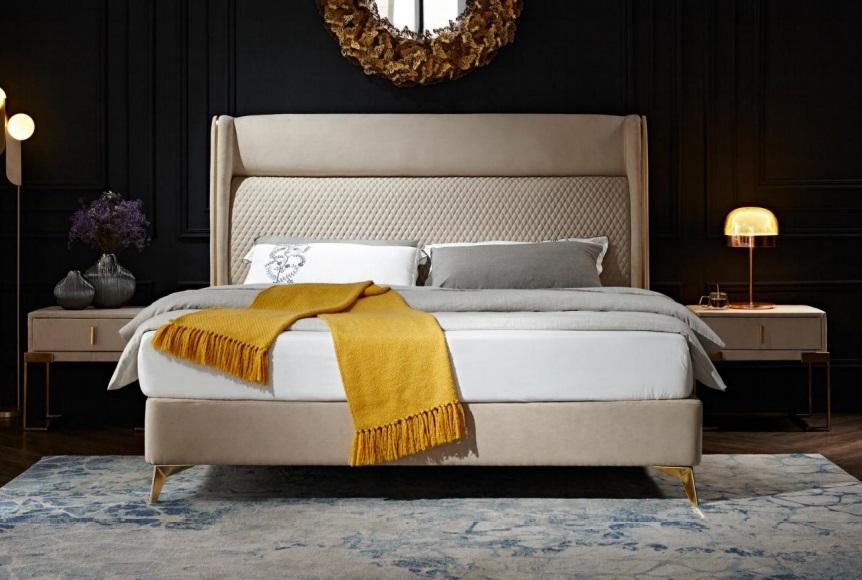 Bett 2x Nachttisch 3 tlg. Schlafzimmer Set Designer Hotel Betten Garnitur Neu