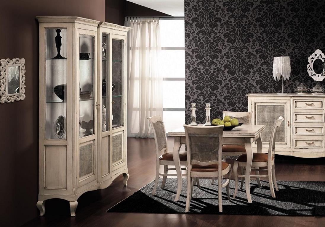 Holz Vitrinen Glas Schrank Echtholz Anrichte Vitrine Wohnzimmer