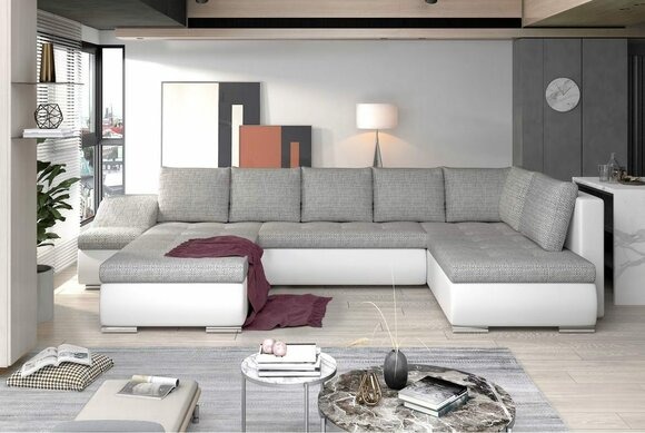 Designer Sofa Ecksofa Stoffsofa Bettfunktion Sofa Textil Eckcouch Couch Sofort