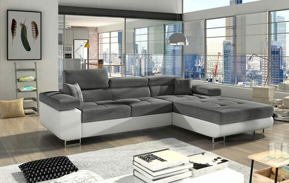 Design Ecksofa Schlafsofa Bettfunktion Couch Polster Textil Sofas Neu Sofort