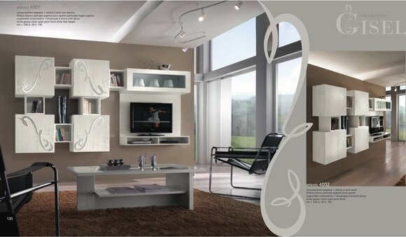 Wohnwand Wandschrank Regal Wohnzimmer Holz Schränke Vitrine Wand Regale Italy