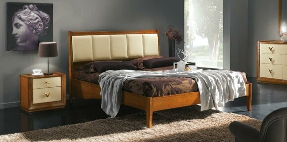 Luxus Set 3tlg. Schlafzimmer Bett Nachttisch Betten Doppel Holz