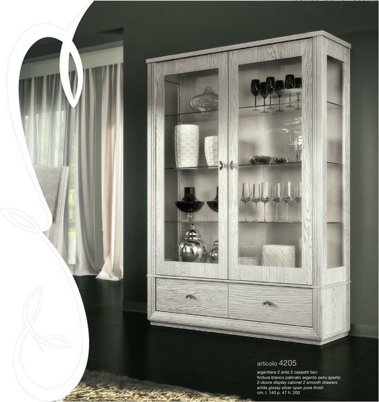 Luxus Schaufenster Vitrine Vitrinen Glas Schrank Modern Holz Grau Regal
