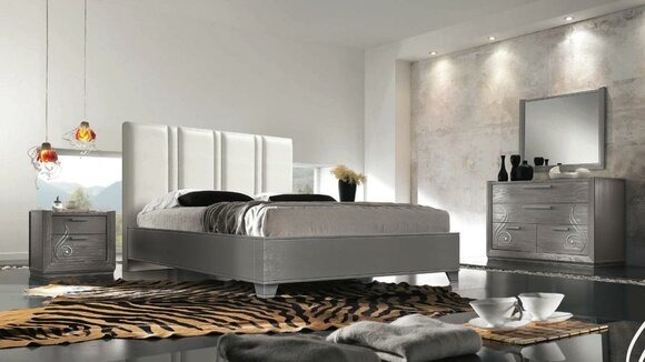 Luxus Set Schlafzimmer Bett Nachttisch Kommode Spiegel Gruppe Garnitur Neu 5tlg.