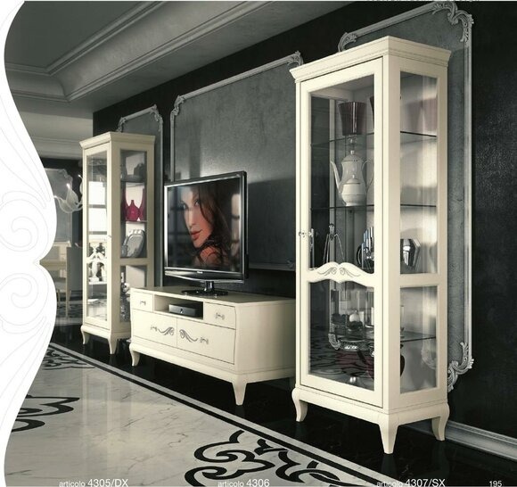 Wohnzimmer Vitrine rtv Vitrine tv Modern Holz Möbel Schrank Stil Set Neu 3tlg.