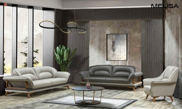 Luxus Garnitur Set Sofagarnitur 3+3+1 Sitzer Sofas Sessel Stoff 3tlg.
