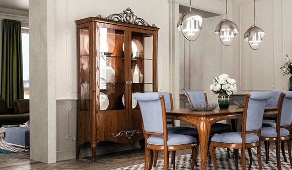 Wohnzimmer Sideboard Glasschrank Vitrine Holzmöbel
