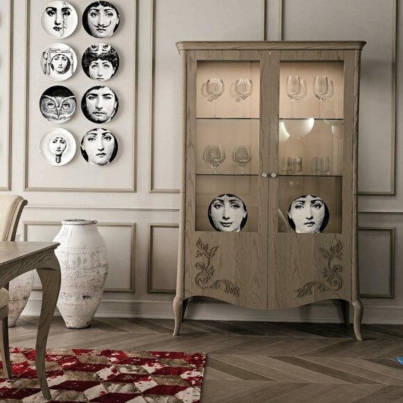 Wohnzimmer Sideboard Glasschrank Glasschrank Holzschrank